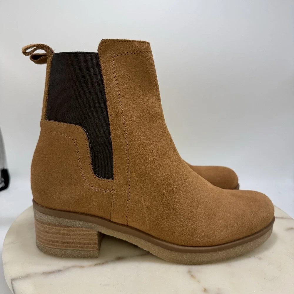 Avellini Brown Suede Chelsea Bootie Crepe Sole Made In Portugal Women's EU39/US8
